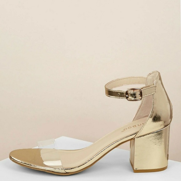 NEW🔥 Open Toe Clear Band Low Block Heel Sandals - Picture 5 of 8
